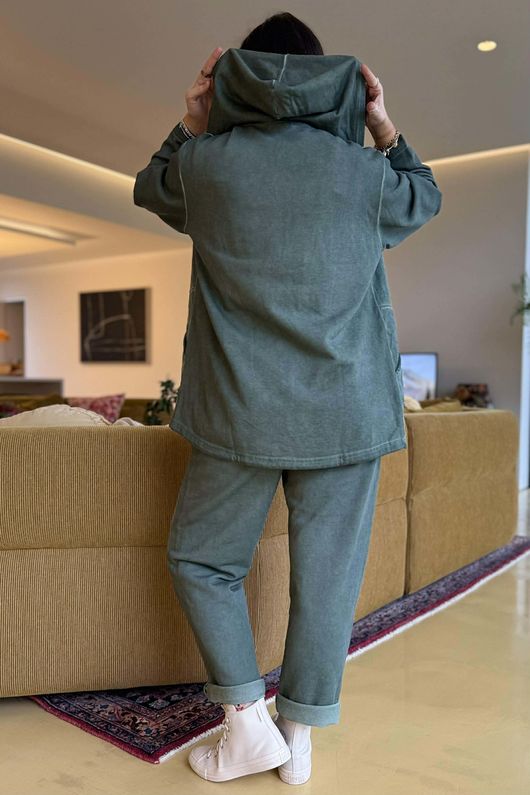 Anine Soft Touch Seam Pocket Hoodie Washed Khaki /5 